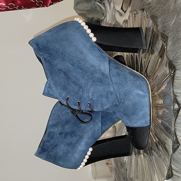 CHANEL Suede with pearls ankle boots. - Picture 1 of 13